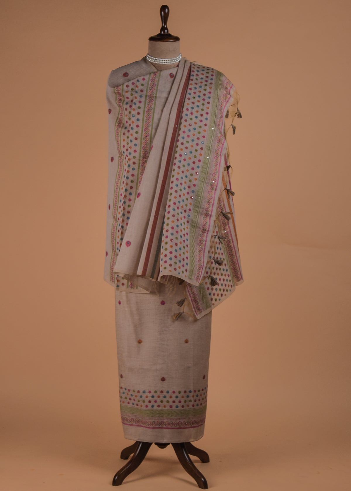 Beige Cotton Dress Material