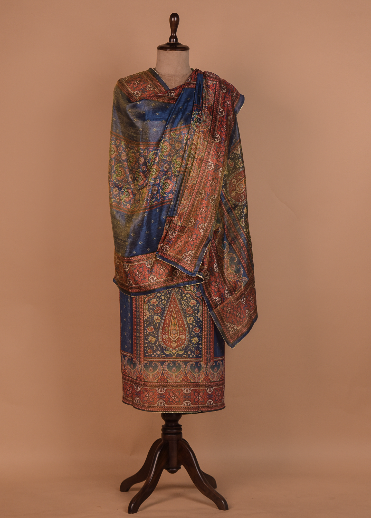 Blue Tussar Dress Material