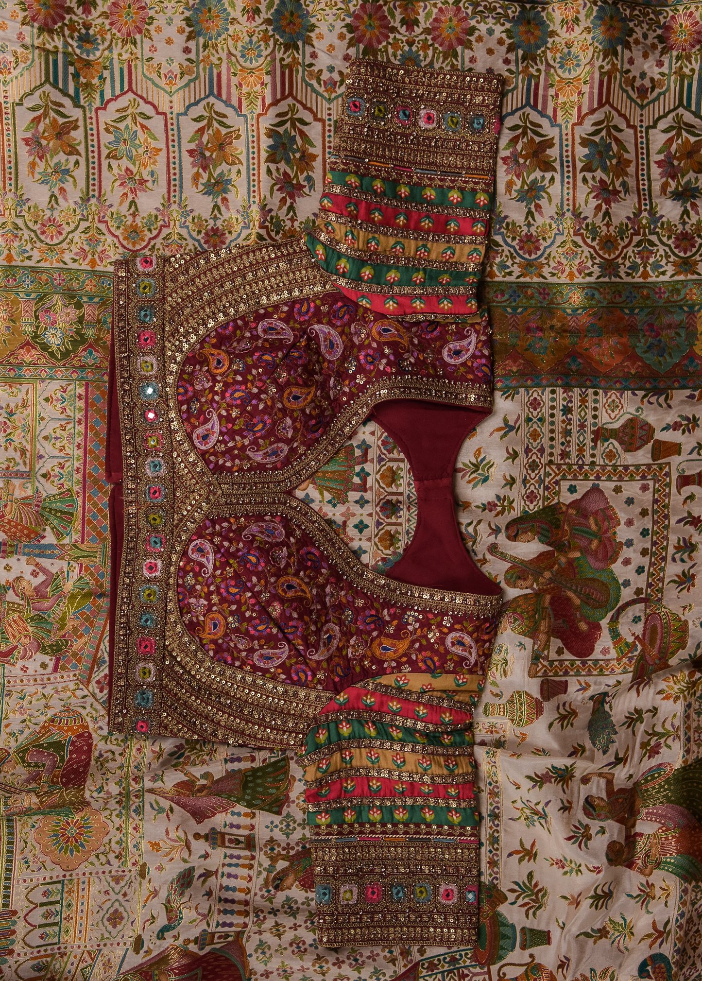 Cream Moroccan Silk Embroidered Saree