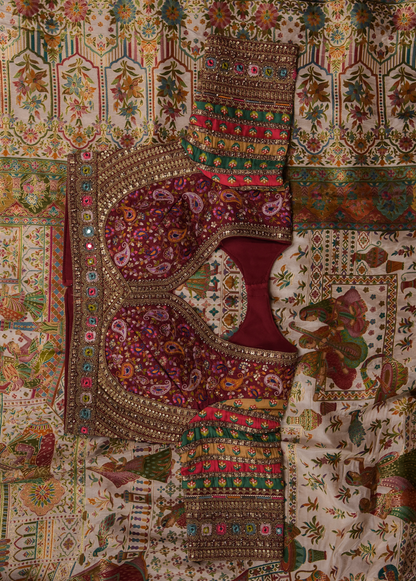 Cream Moroccan Silk Embroidered Saree