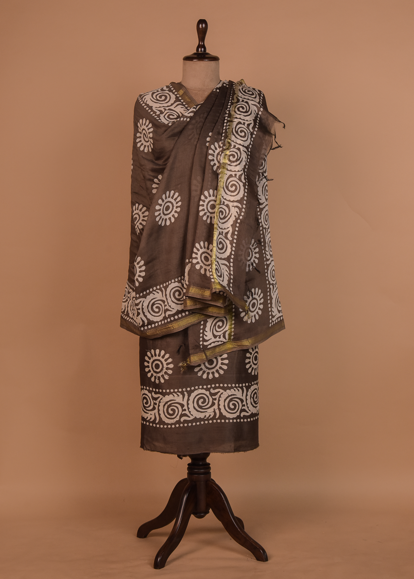 Brown Chanderi Dress Material