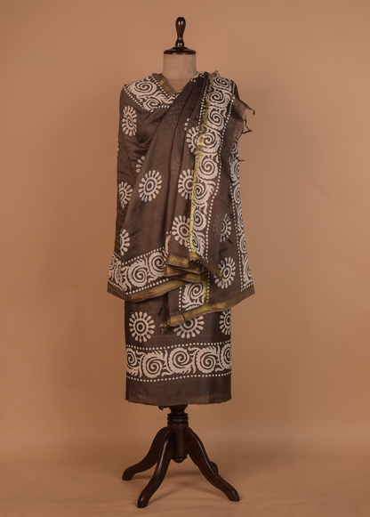 Brown Chanderi Dress Material