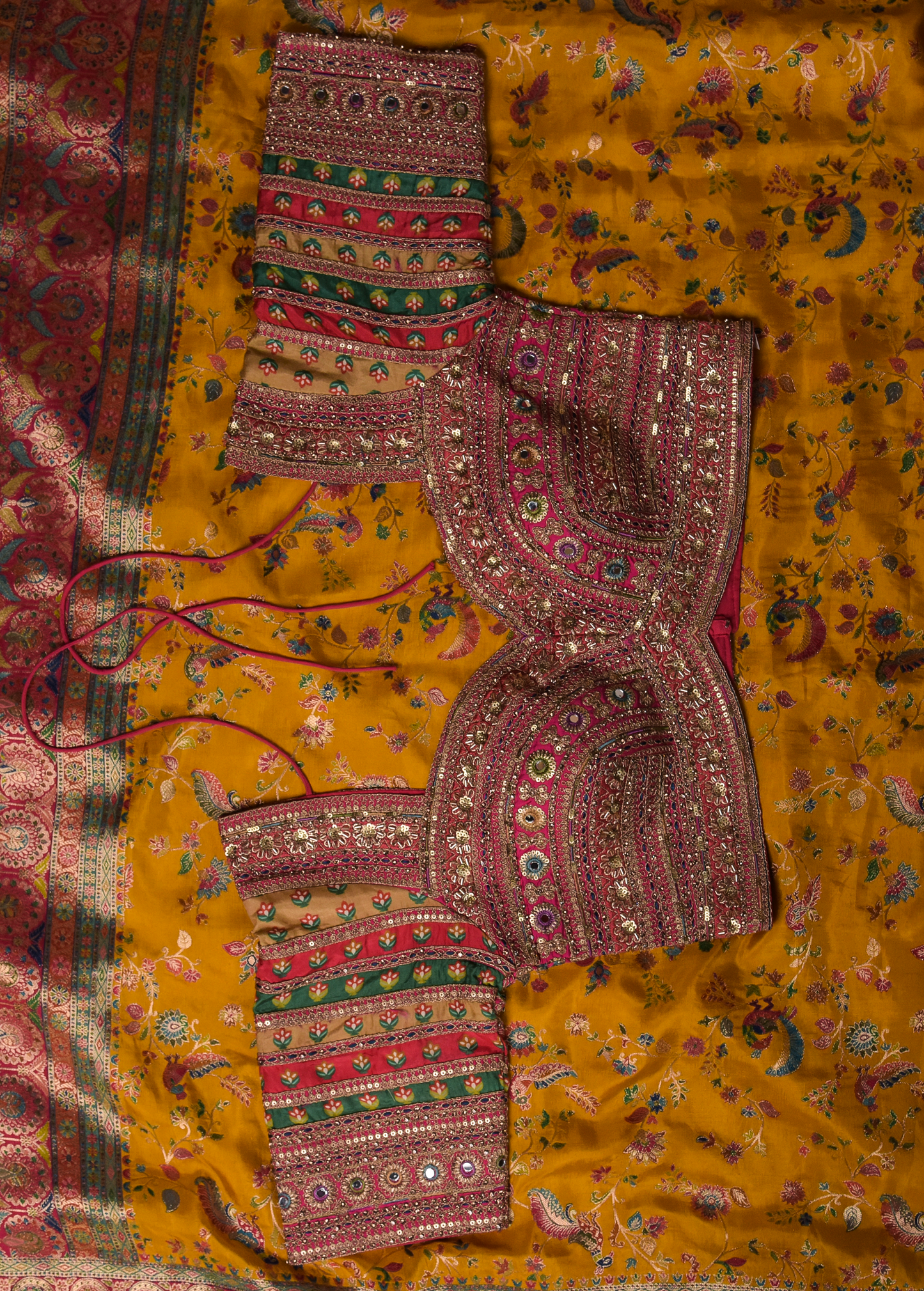 Yellow Moroccan Silk Embroidered Saree