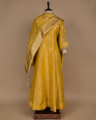 Yellow Tissue Silk Anarkali Set