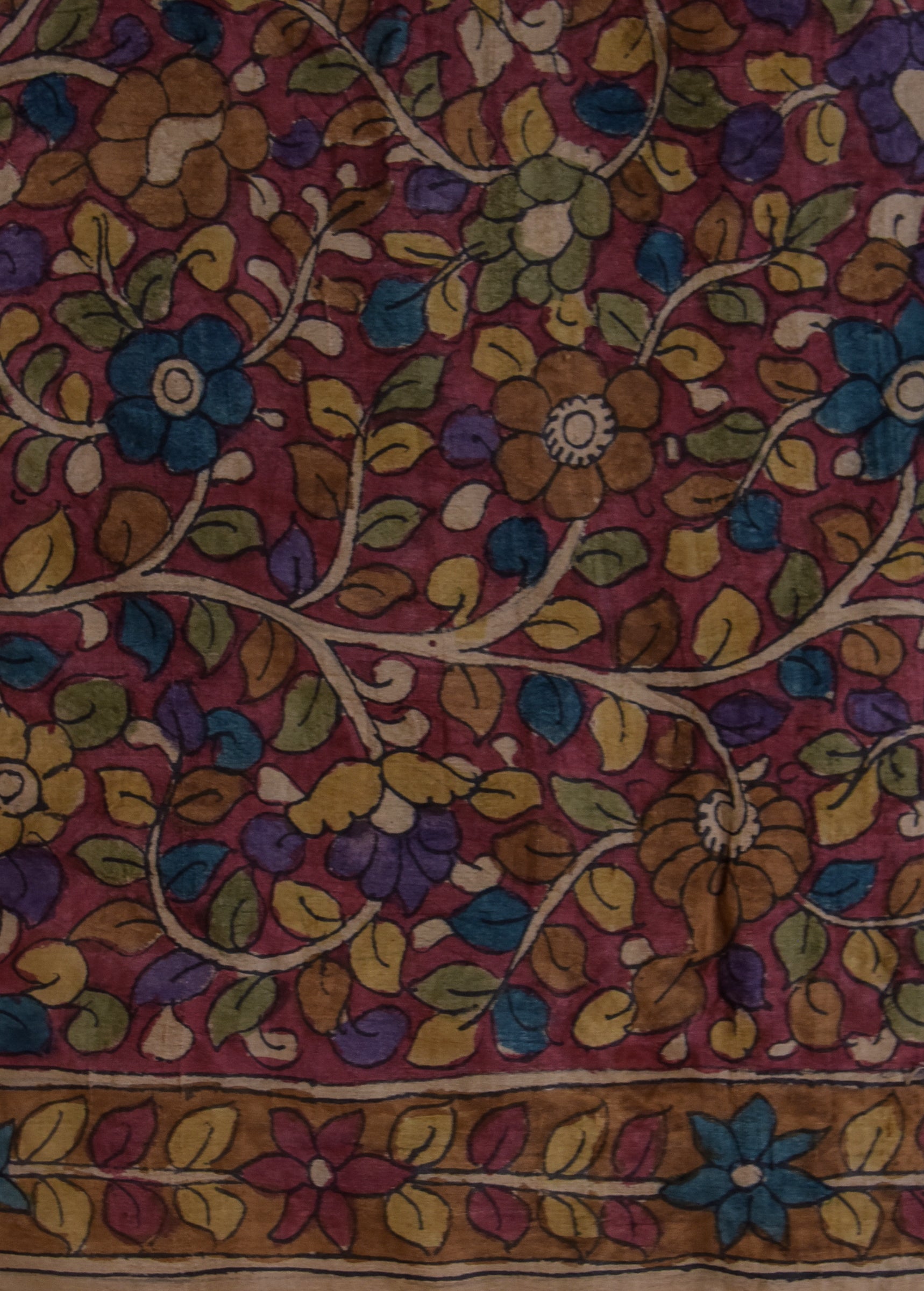 Peach Tussar Printed Saree