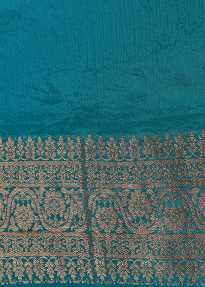 Blue Crepe Banarasi Saree