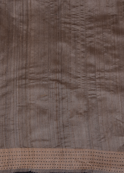 Black Handloom Tussar Embroidered Saree