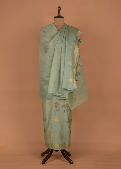 Blue Cotton Silk Dress Material
