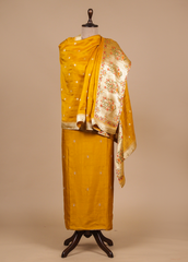 Yellow Crepe Silk Dress Material