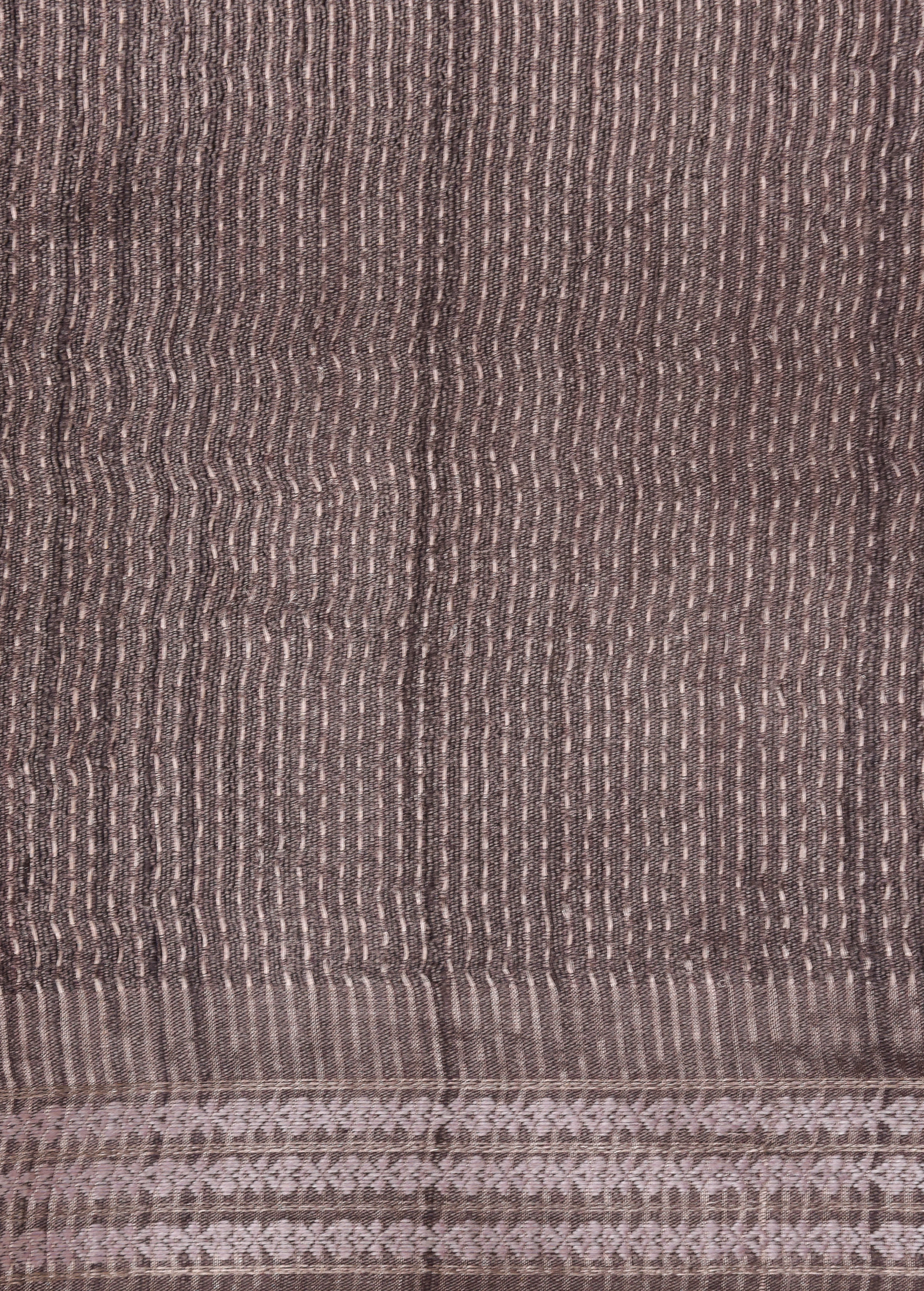Brown Printed Tussar Silk Saree - Image 4 | Greenways Delhi