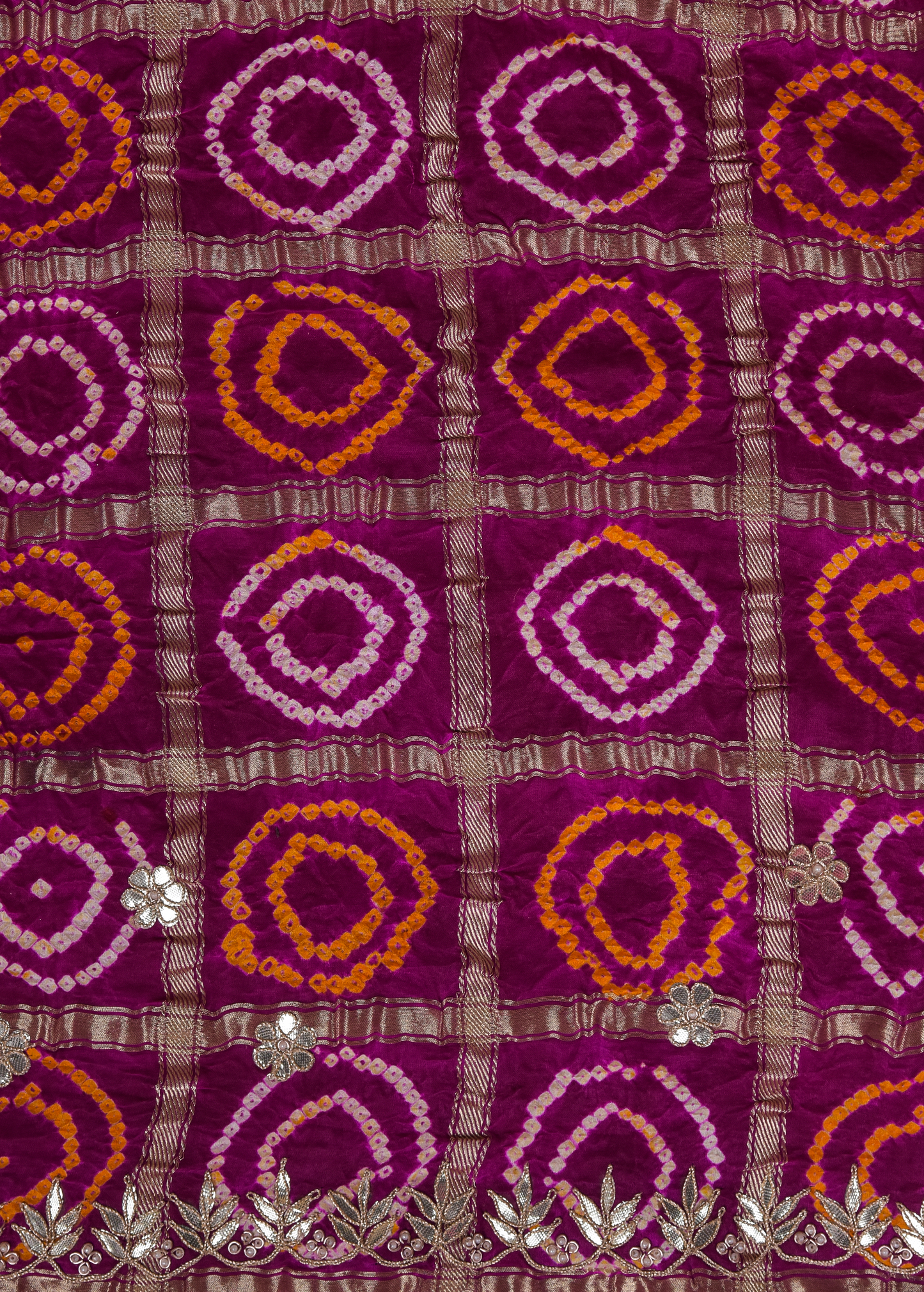 Multicoloured Gajji Silk Bandhani Saree