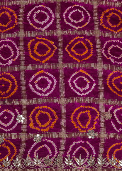 Multicoloured Gajji Silk Bandhani Saree