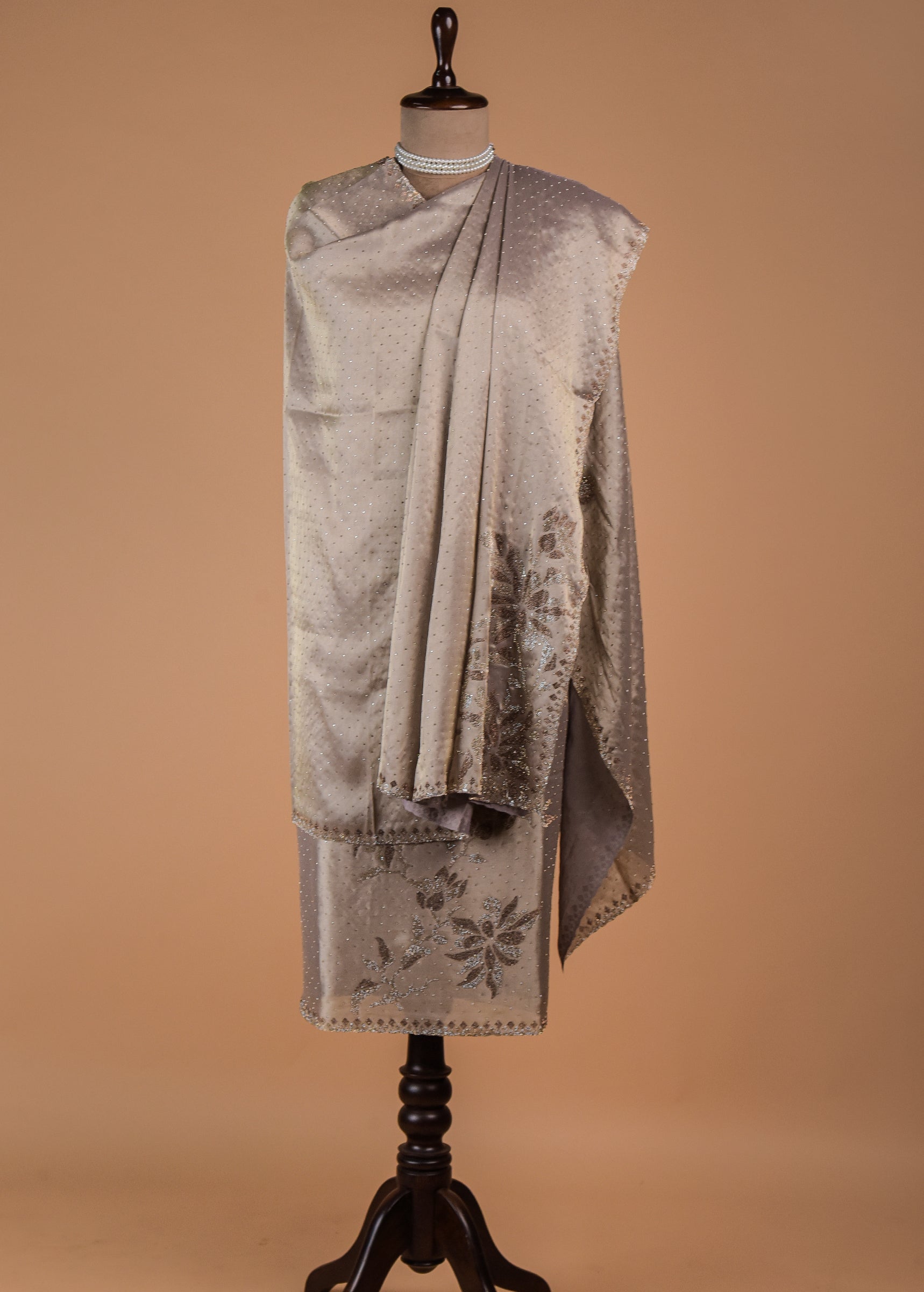 Silver Tissue Georgette Dress Material