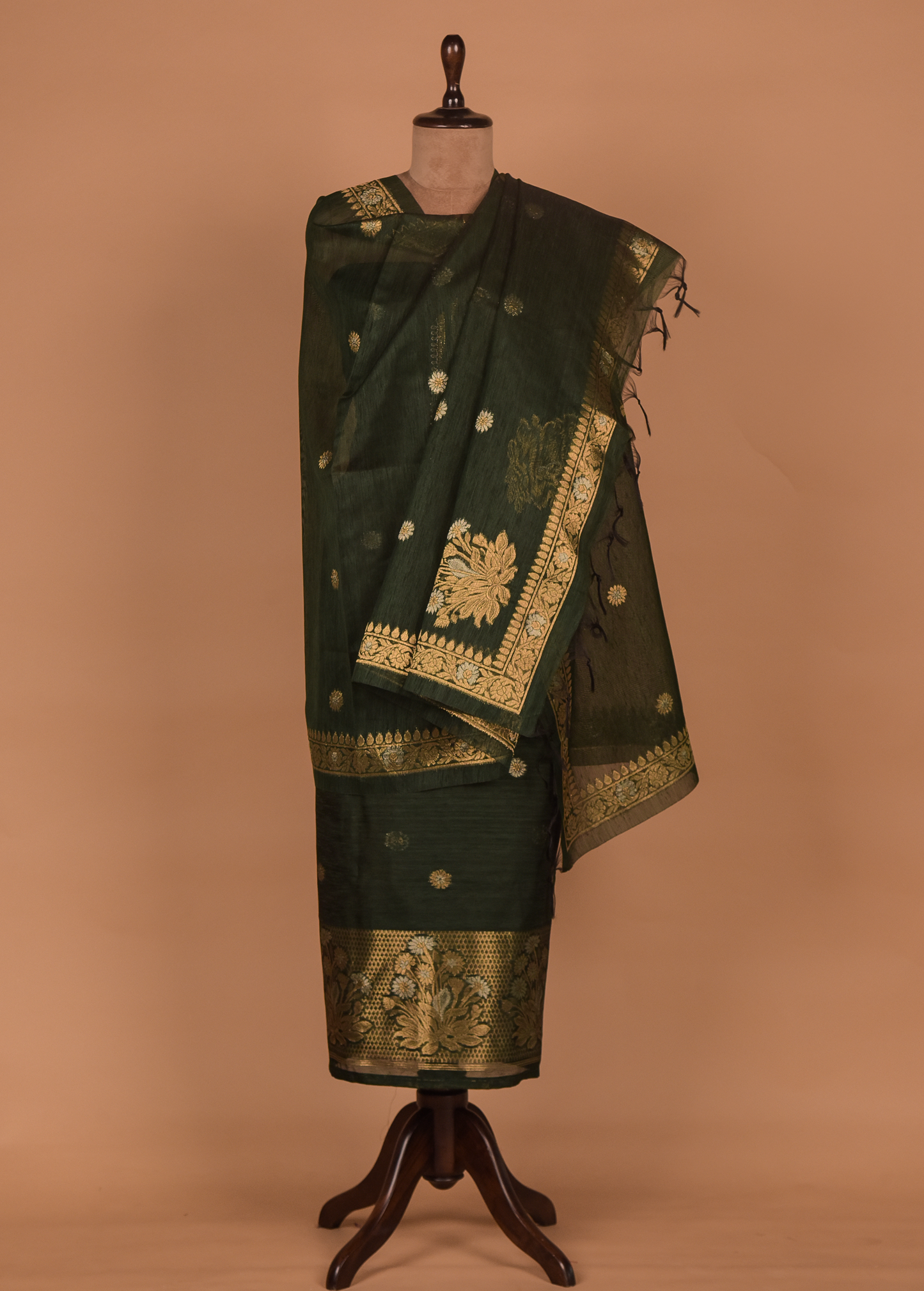 Green Cotton Tussar Dress Material
