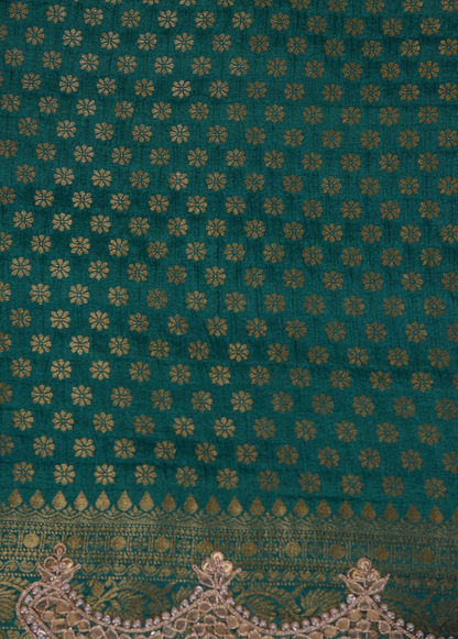 Blue Moroccan Silk Embroidered Saree