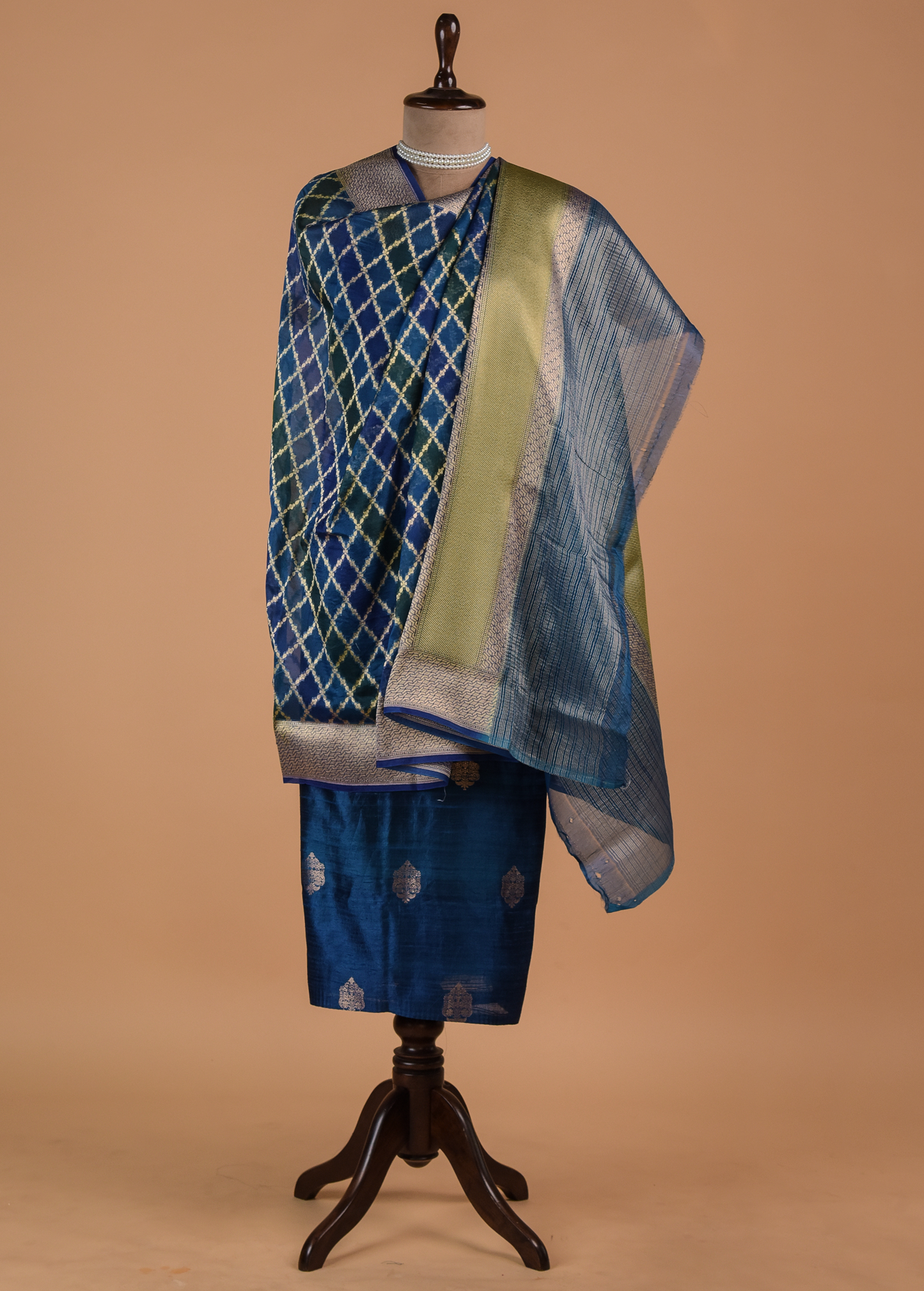 Blue Silk Dress Material