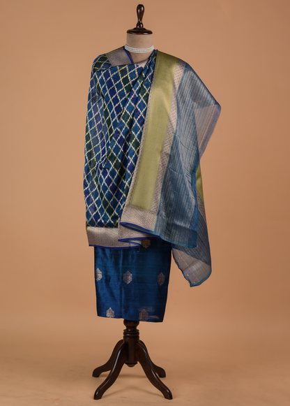 Blue Silk Dress Material