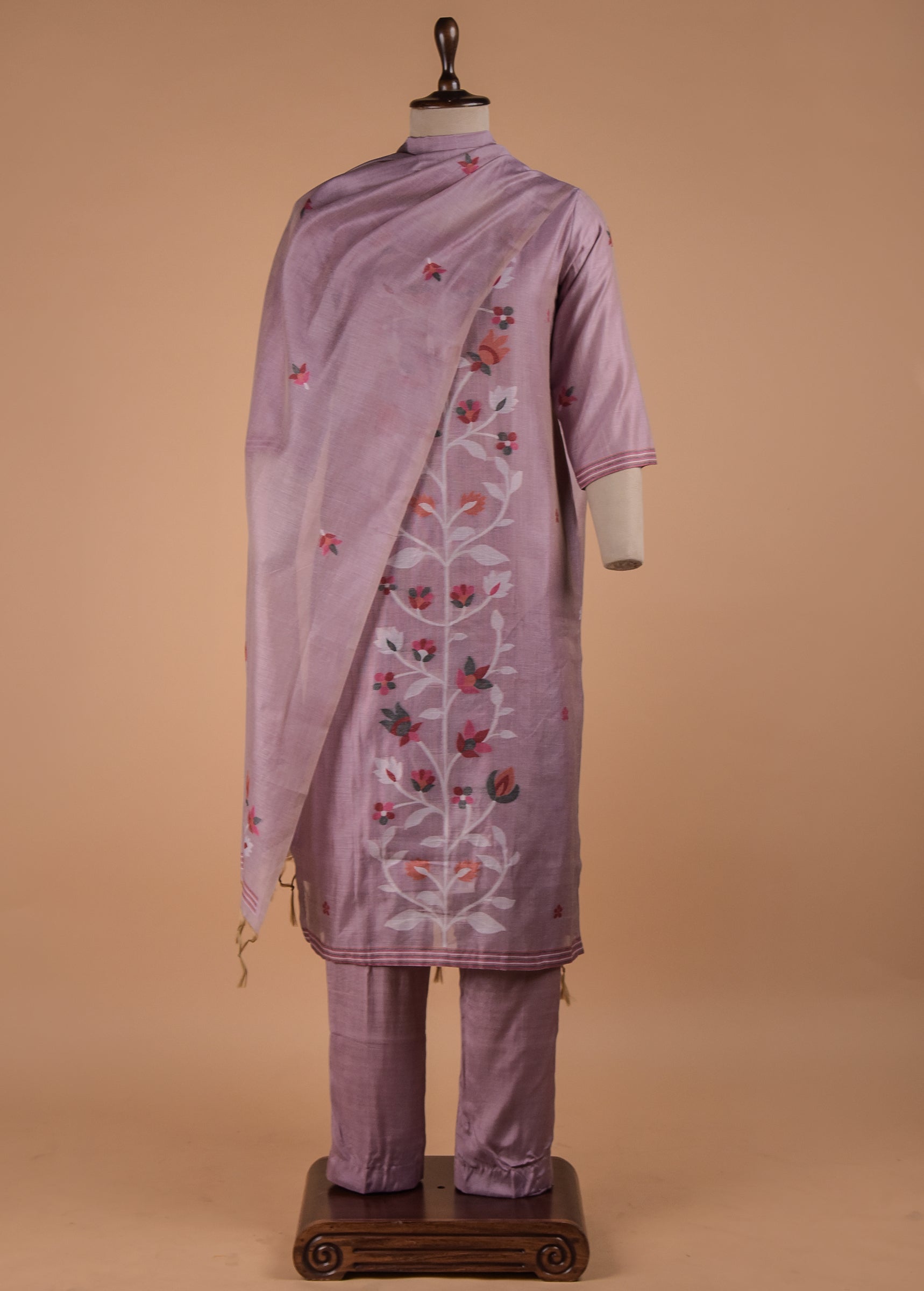 Purple Cotton Straight Set