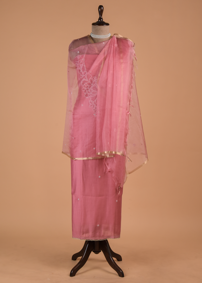 Pink Cotton Dress Material