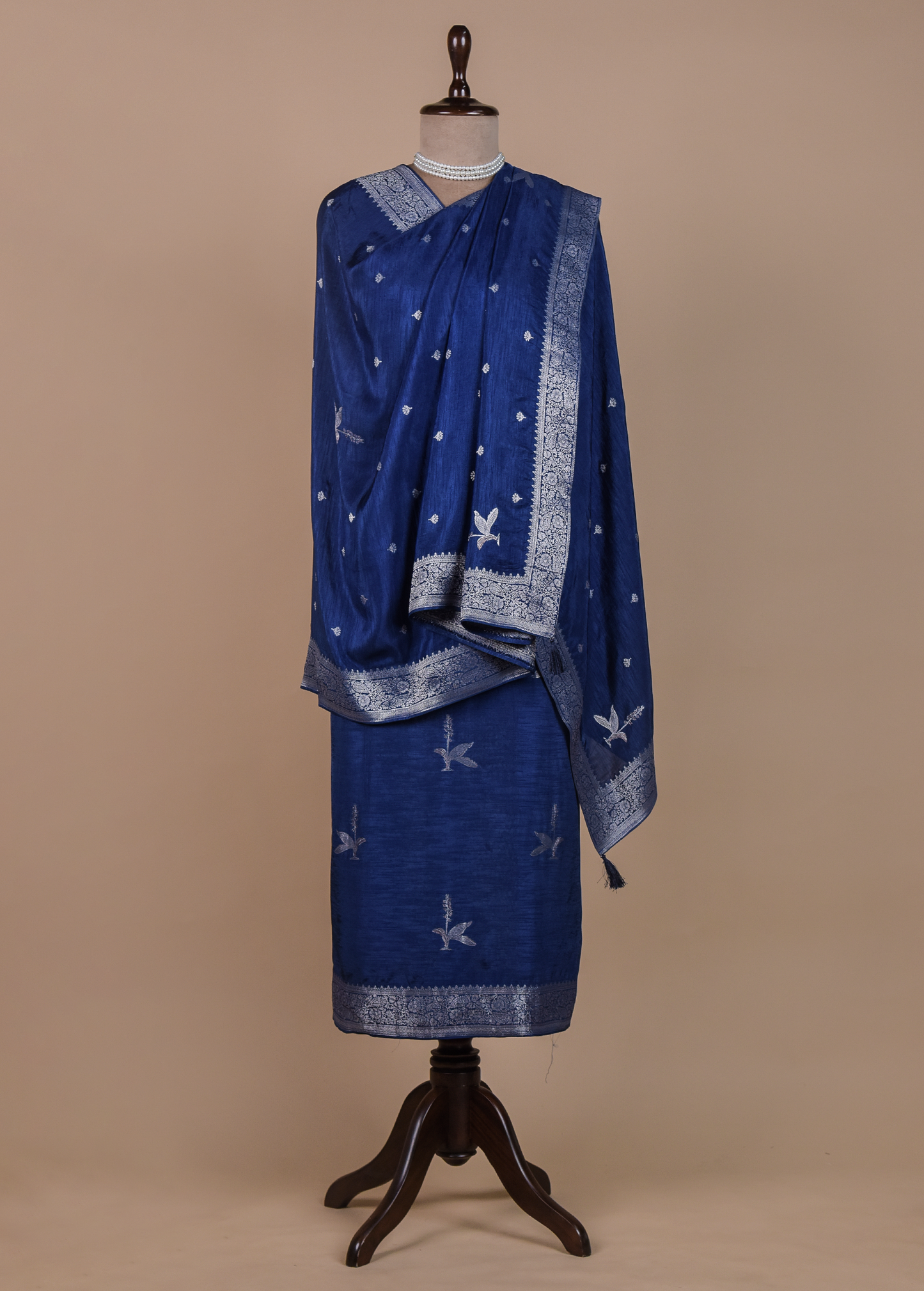 Blue Cotton Silk Dress Material