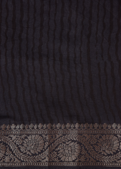 Black Cotton Printed Saree