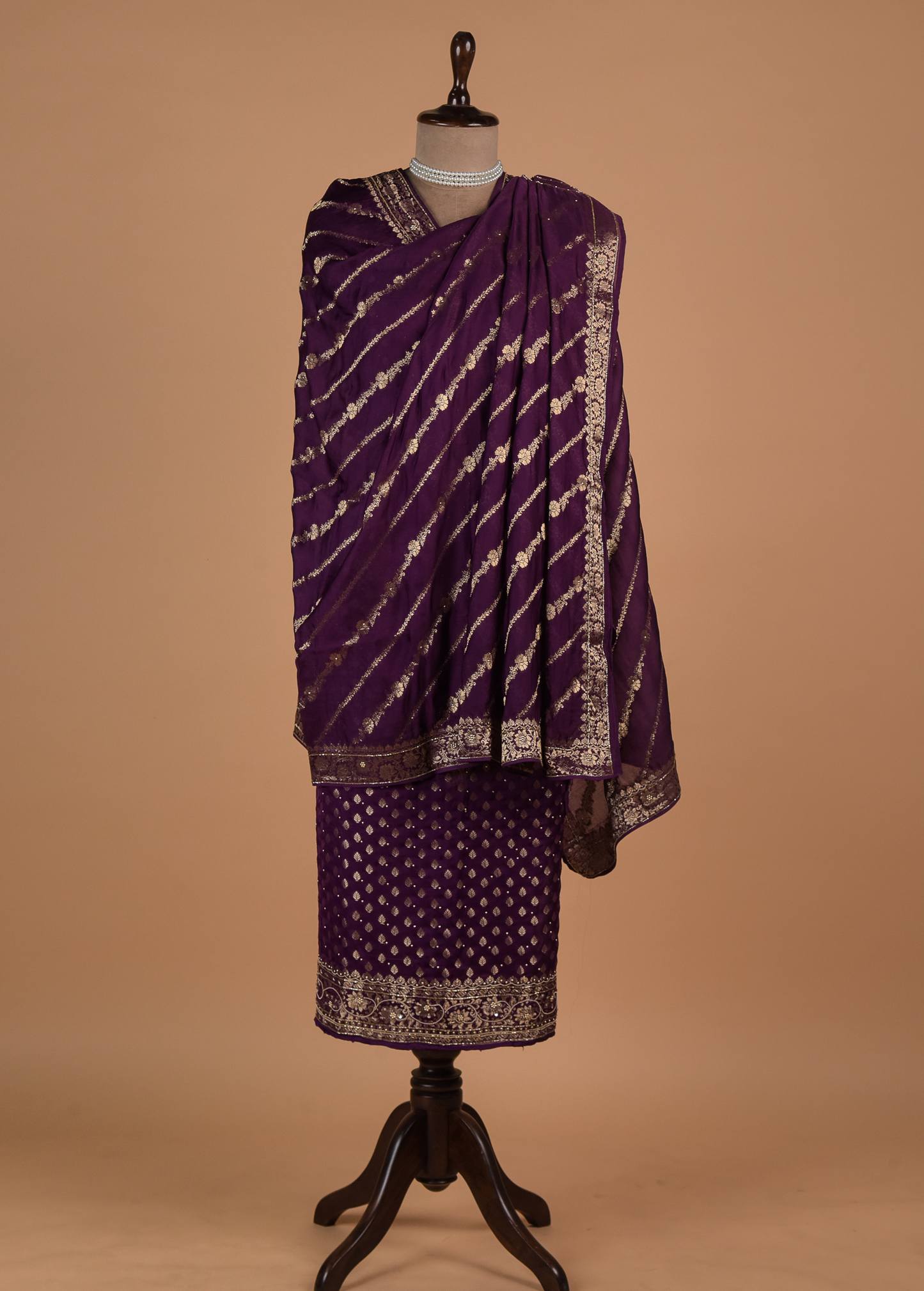 Purple Dola Silk Dress Material