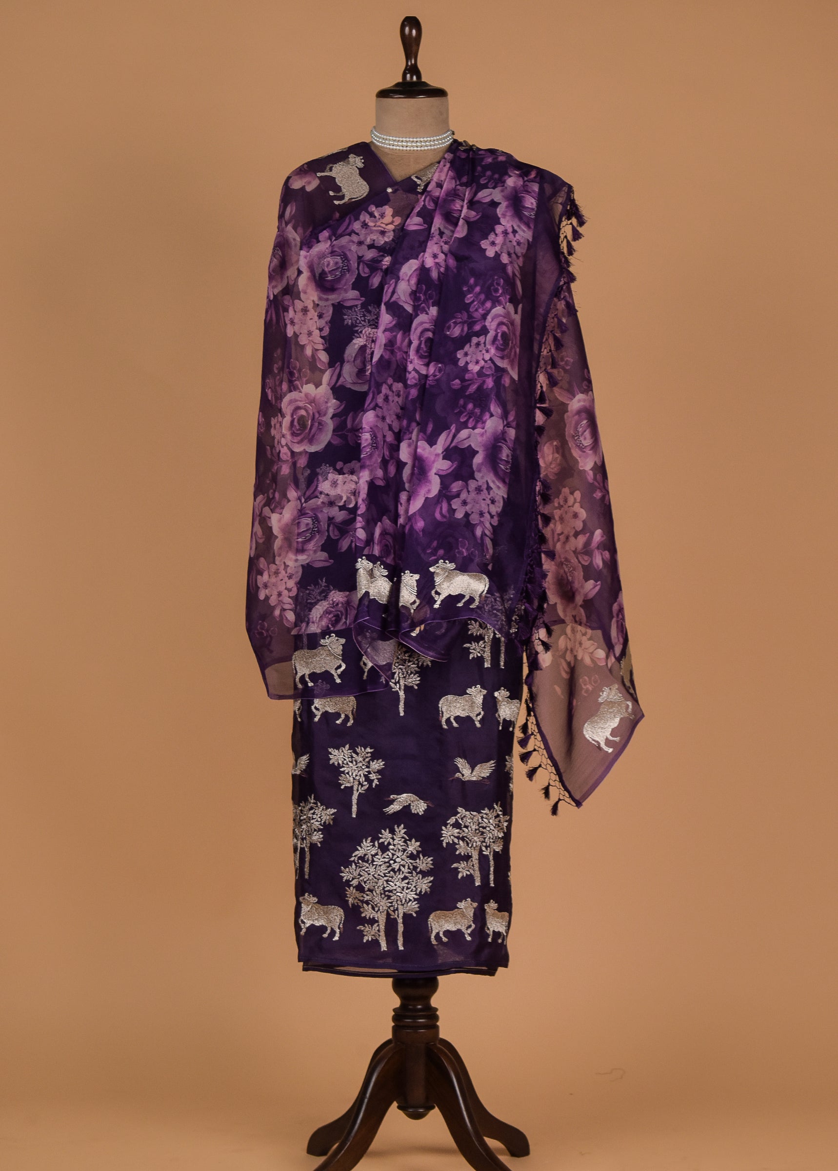 Purple Organza Dress Material
