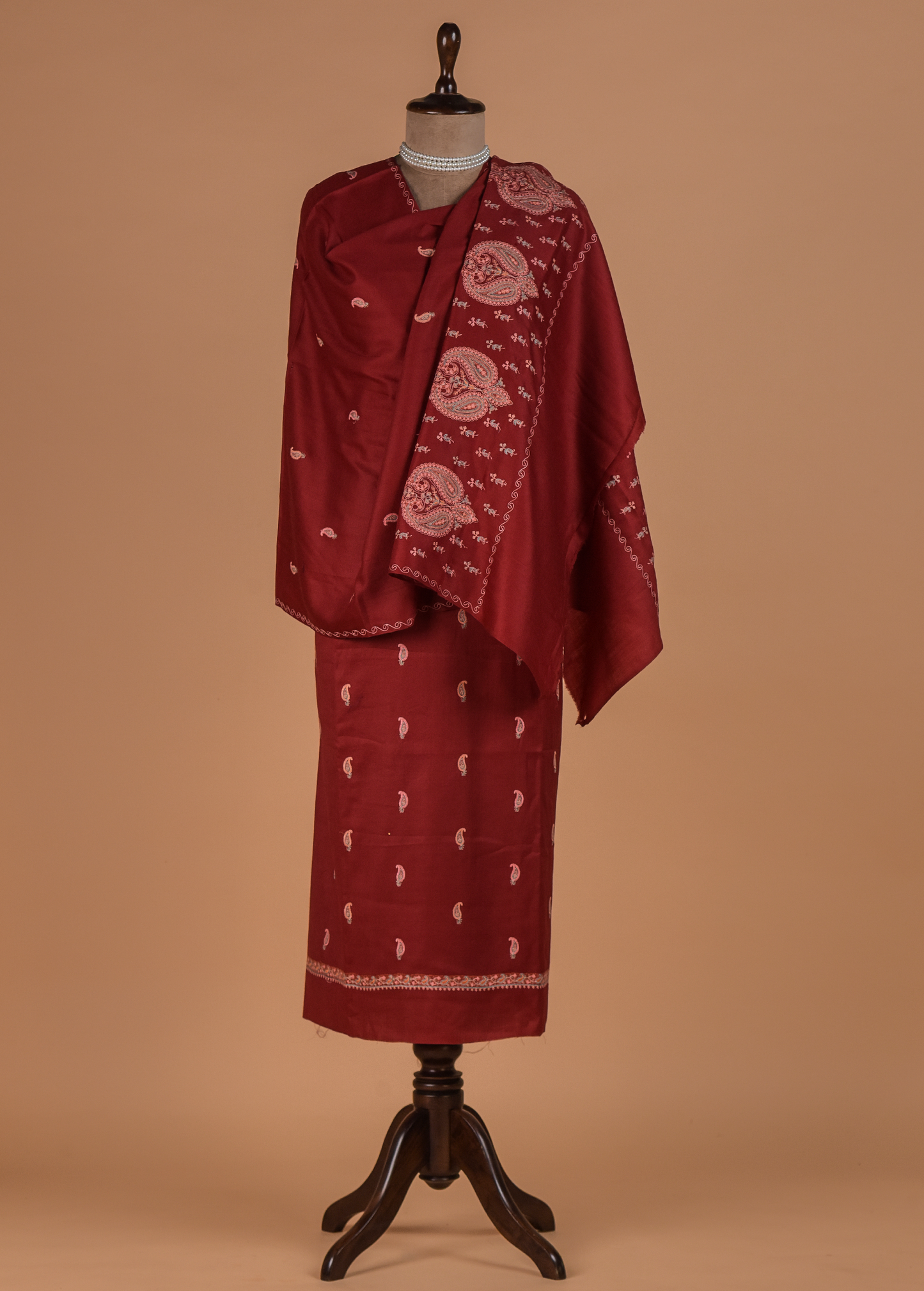 Red Pashmina Dress Material