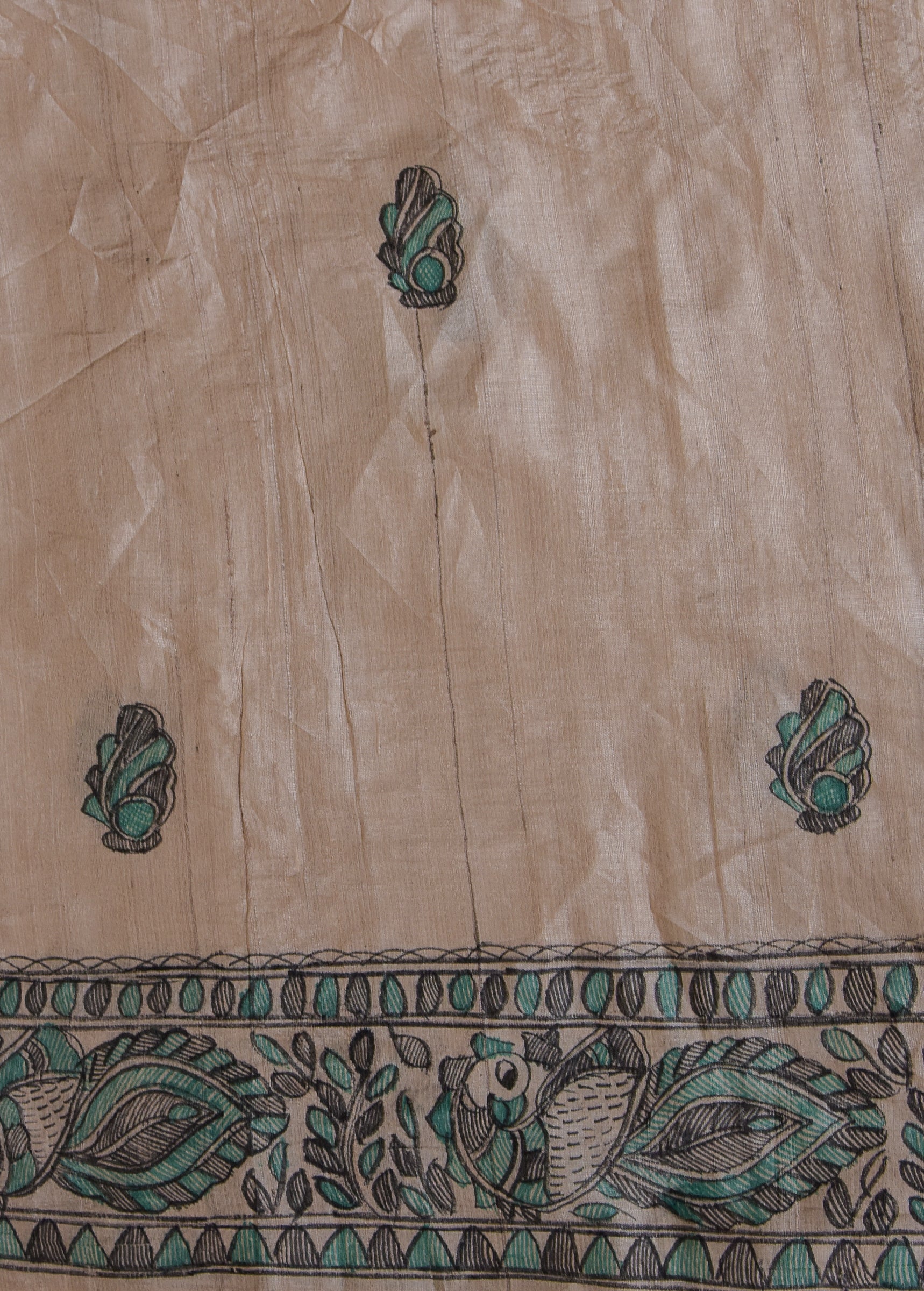 Blue Tussar Printed Saree