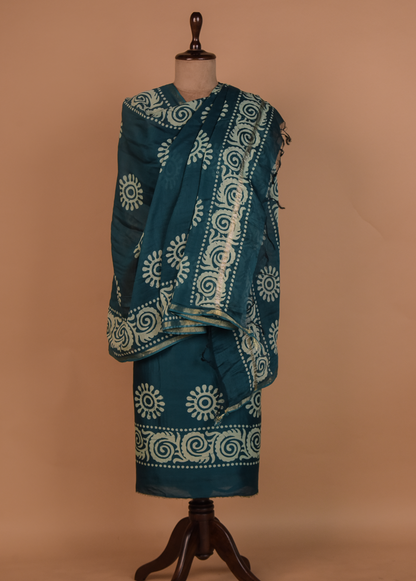 Blue Chanderi Dress Material