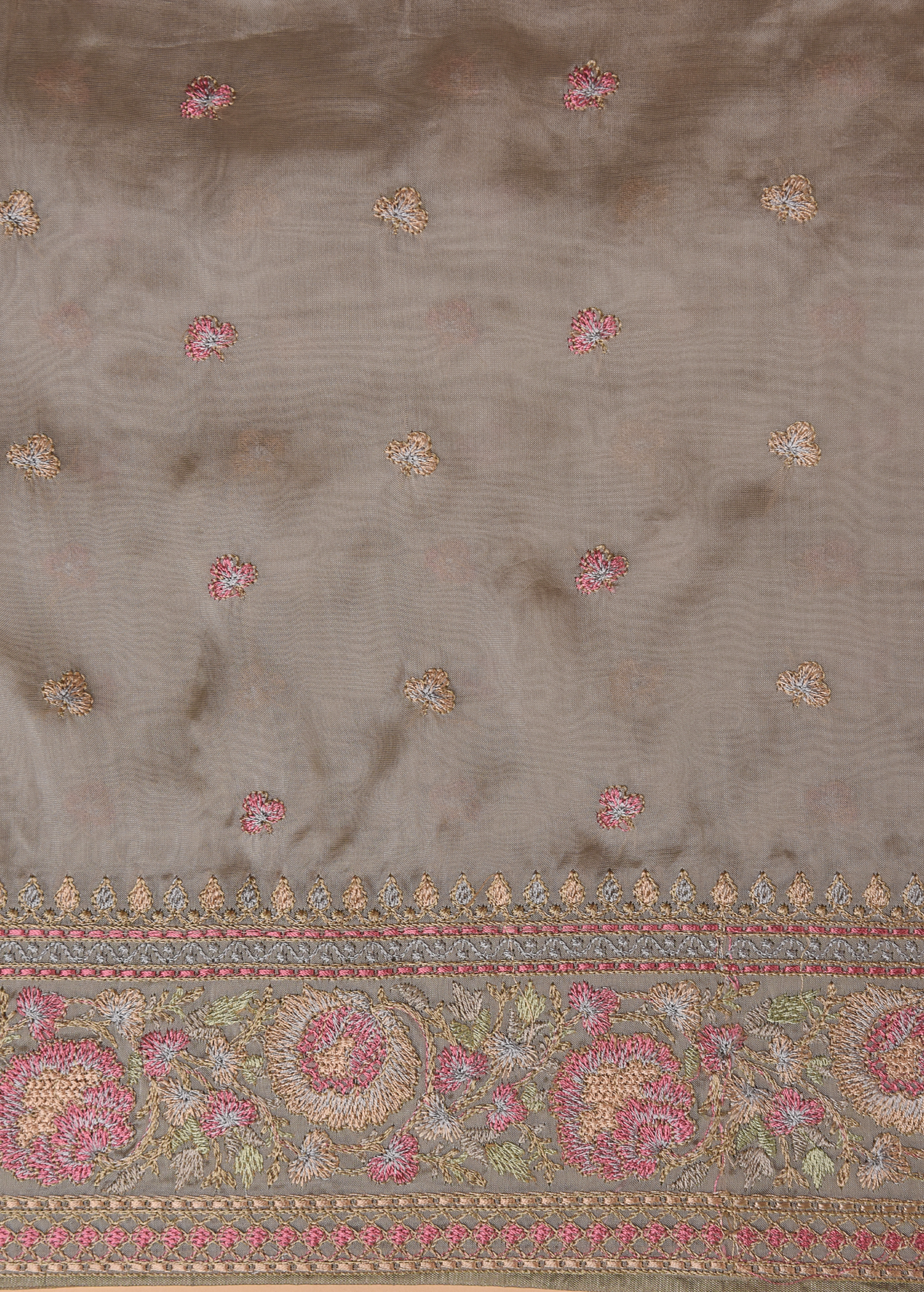 Green Organza Embroidered Saree