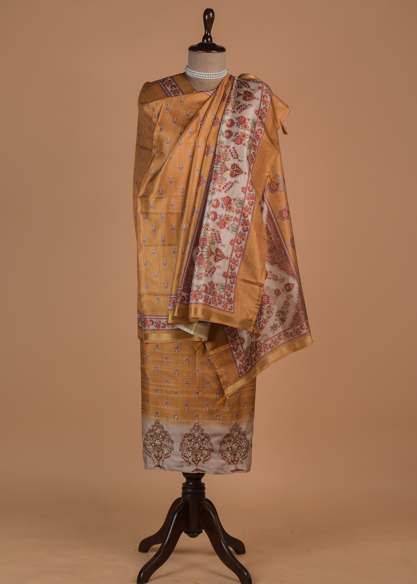 Yellow Cotton Tussar Dress Material