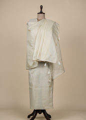 White Chanderi Dress Material