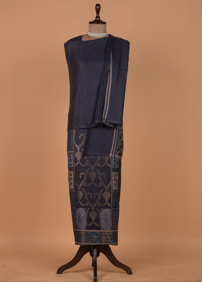 Blue Pashmina Dress Material