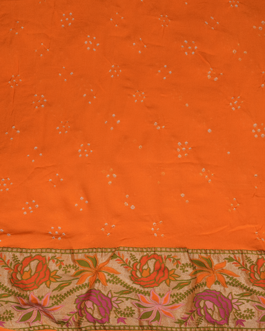 Orange Georgette Bandhani Saree