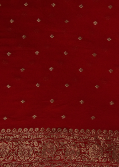 Red Georgette Banarasi Saree