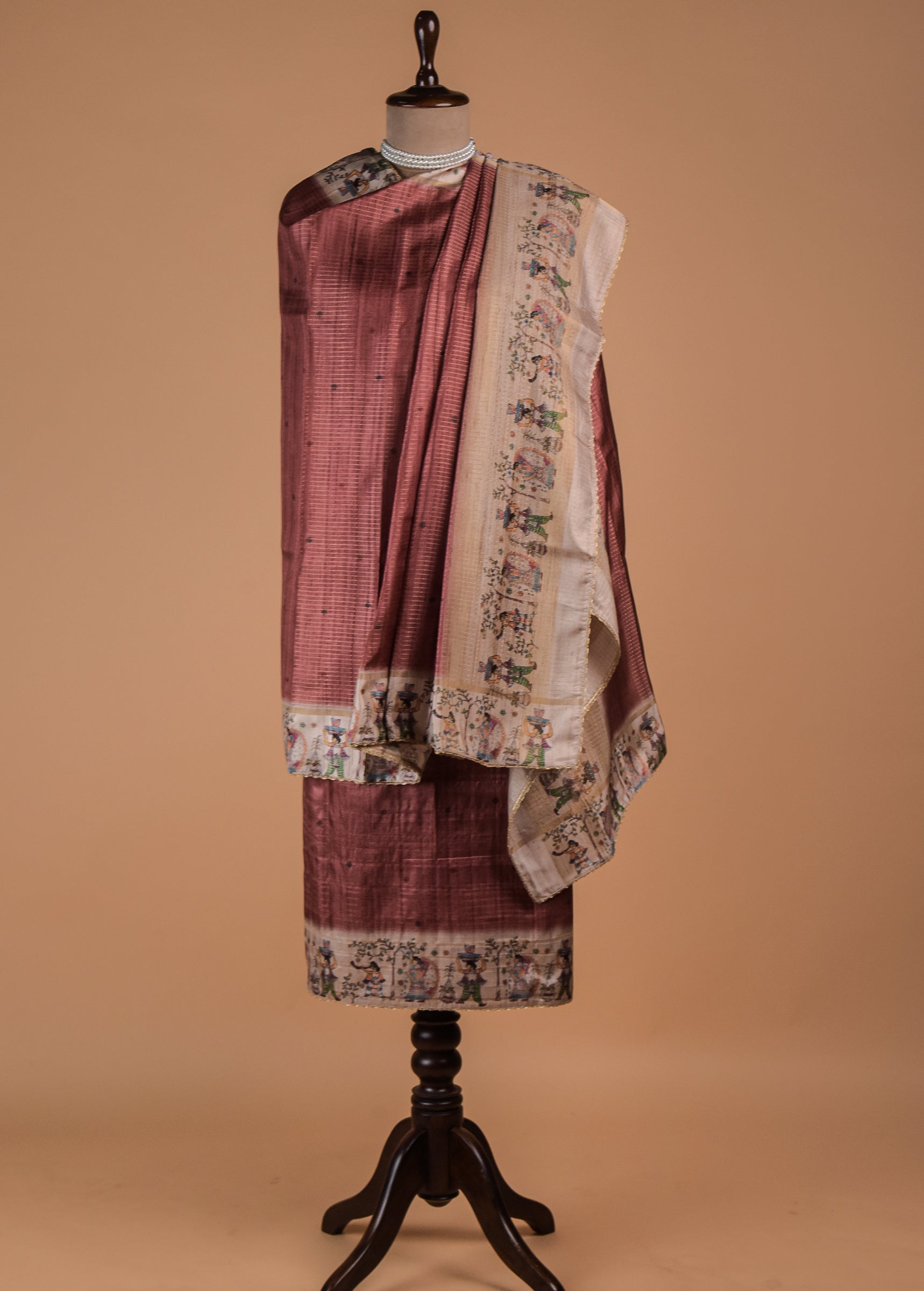 Pink Tussar Dress Material