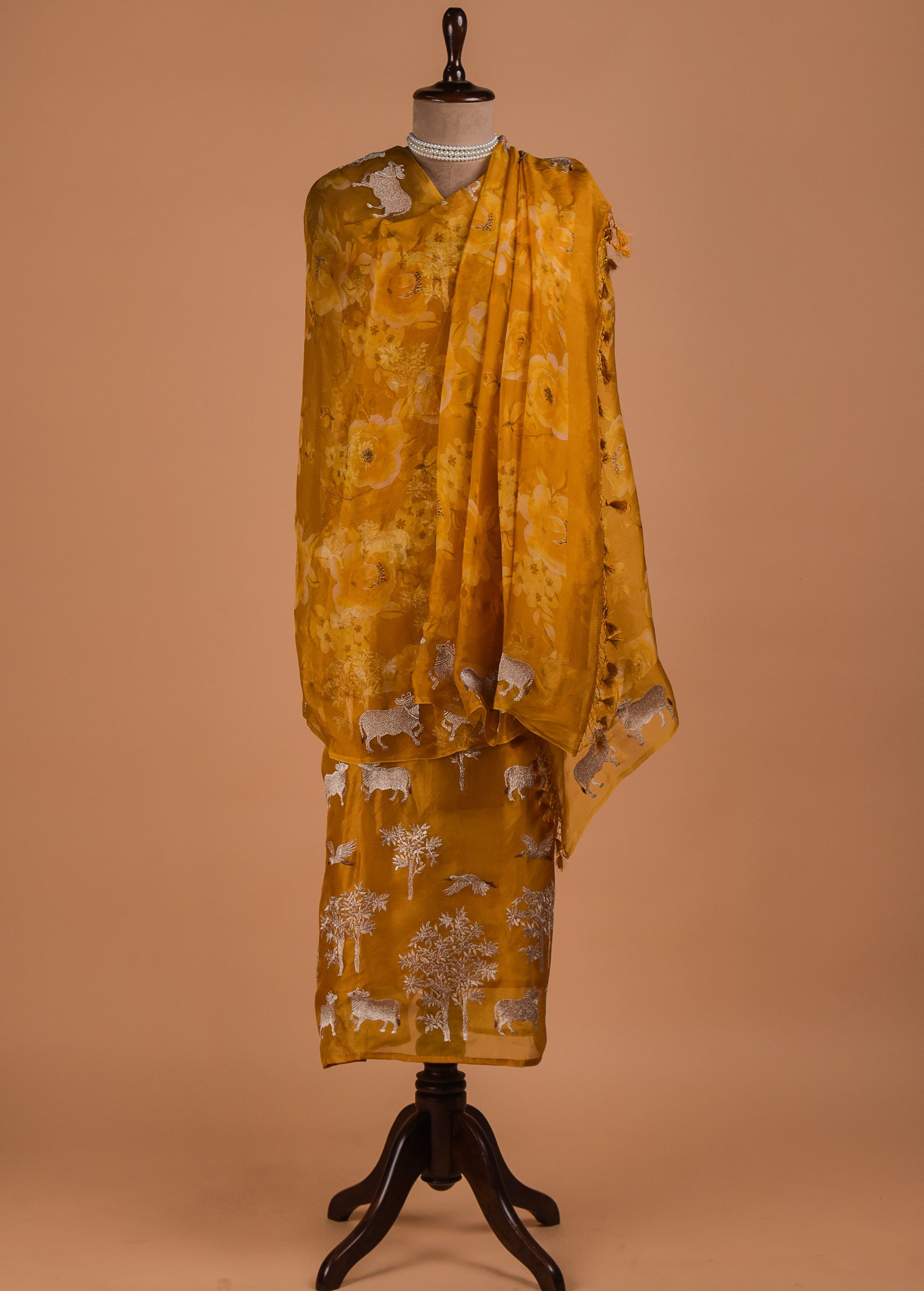 Yellow Organza Dress Material
