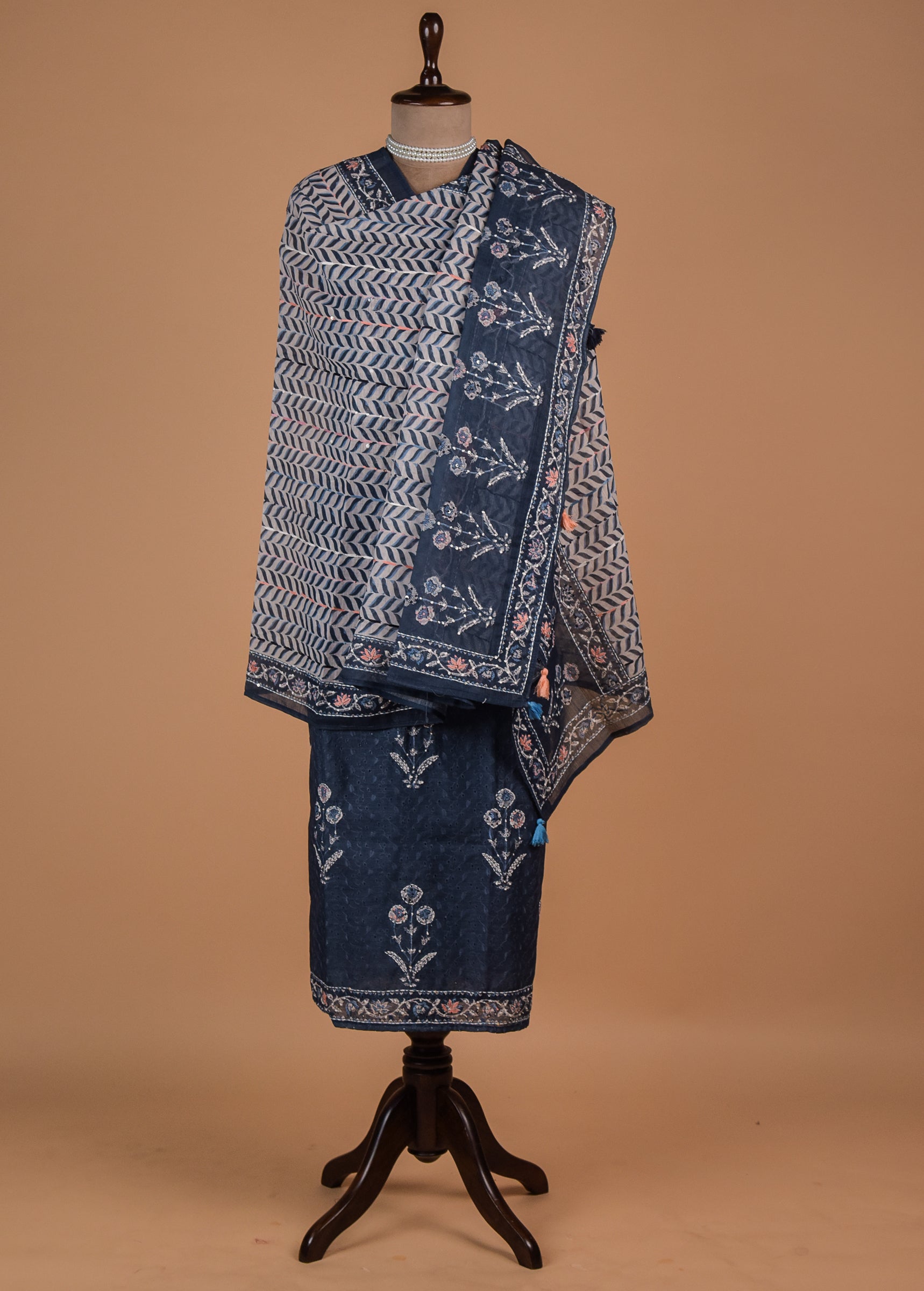 Blue Cotton Dress Material