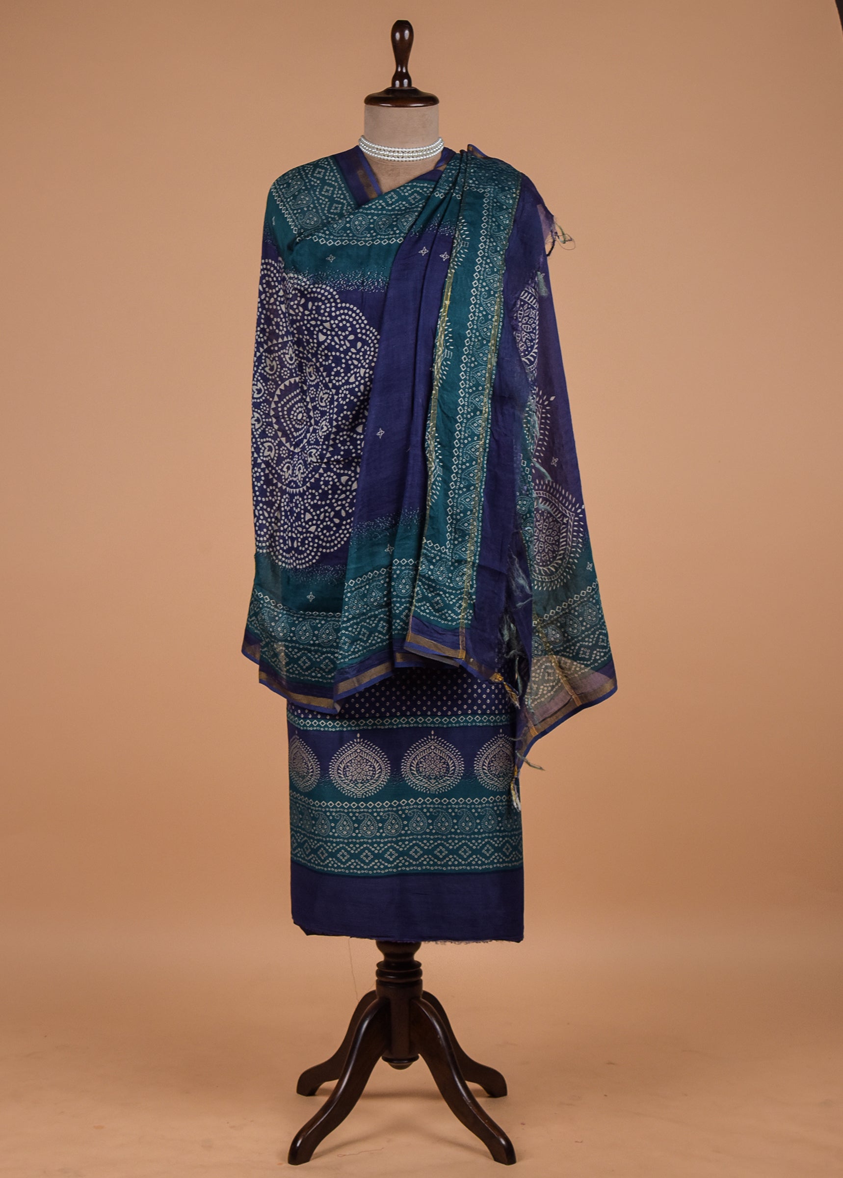 Blue Cotton Silk Dress Material