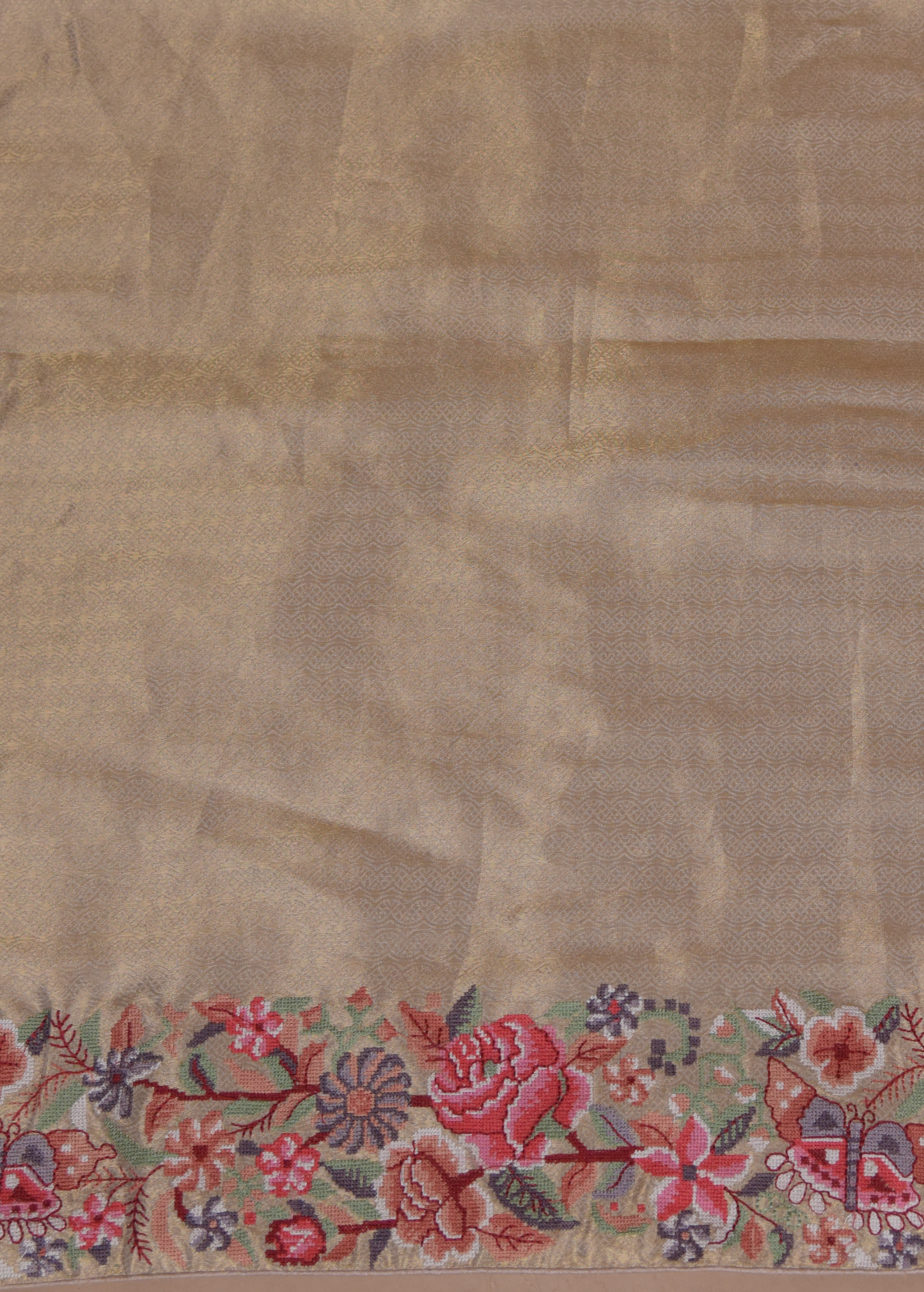 Gold Tissue Crepe Embroidered Saree