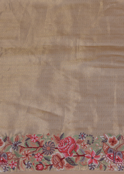 Gold Tissue Crepe Embroidered Saree
