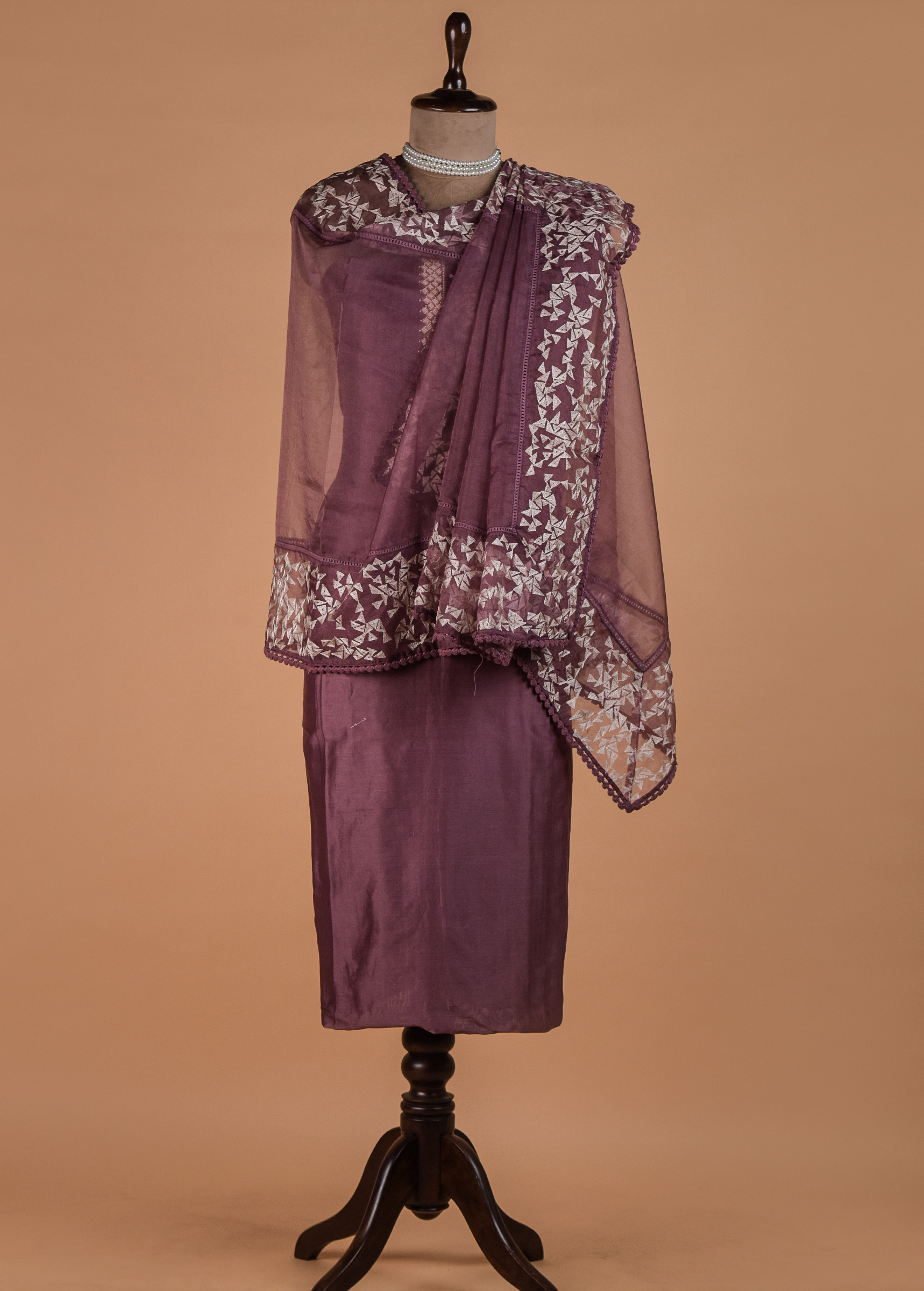 Purple Handwoven Chanderi Dress Material - Image 4 | Greenways Delhi