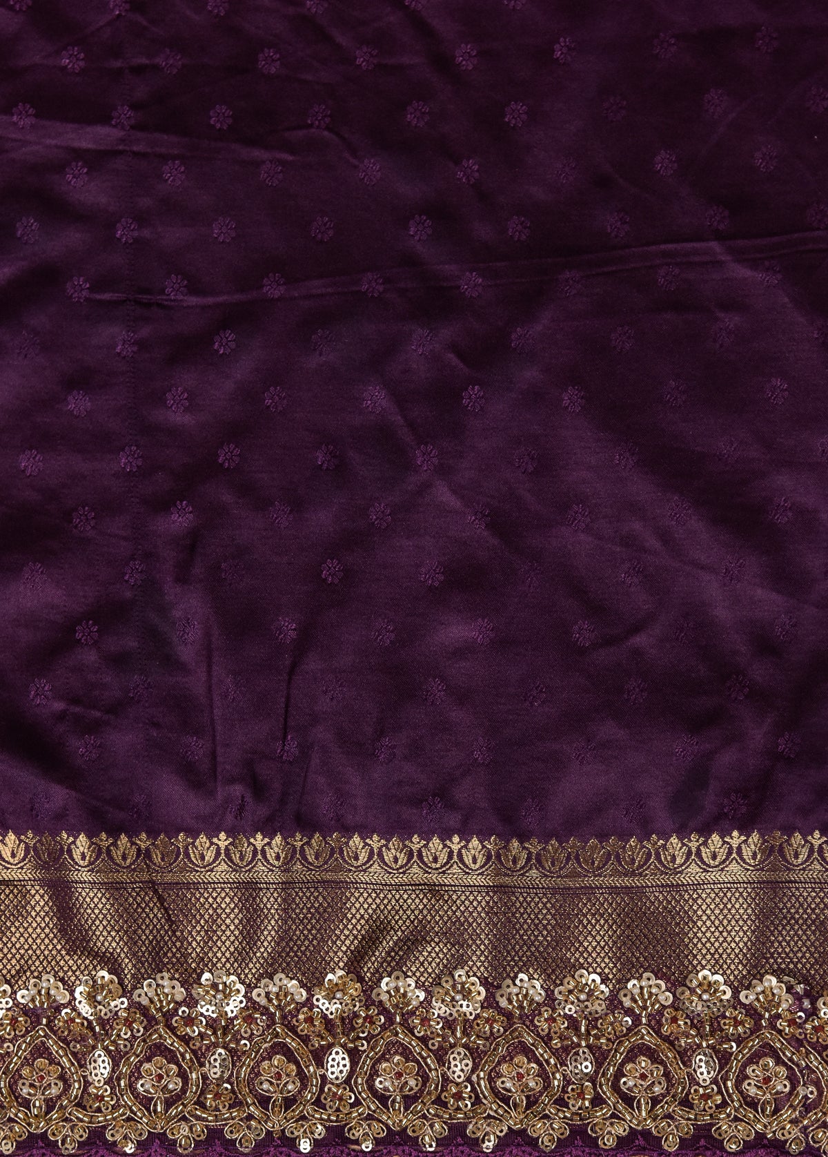Purple Crepe Silk Embroidered Saree