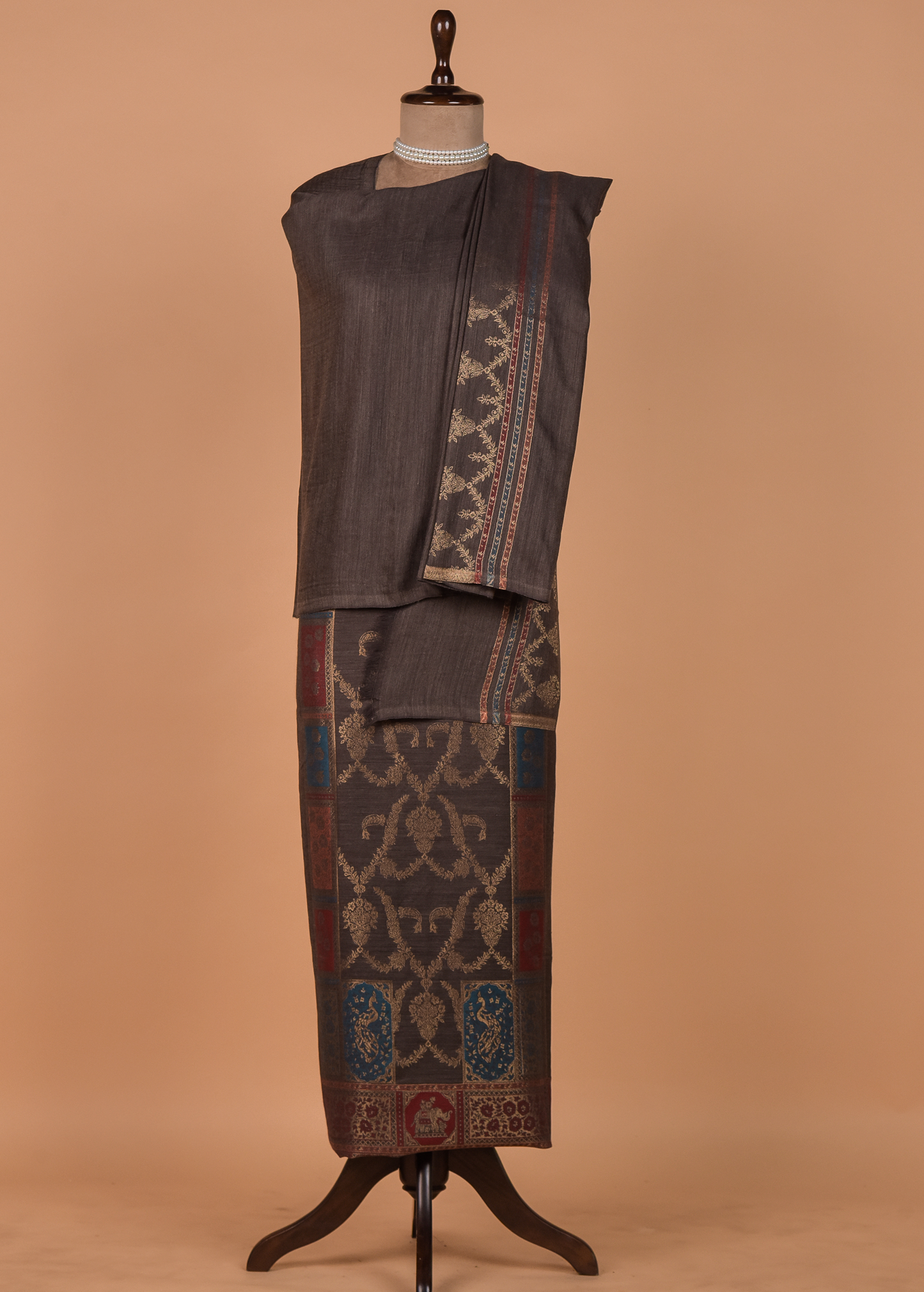 Grey Pashmina Dress Material