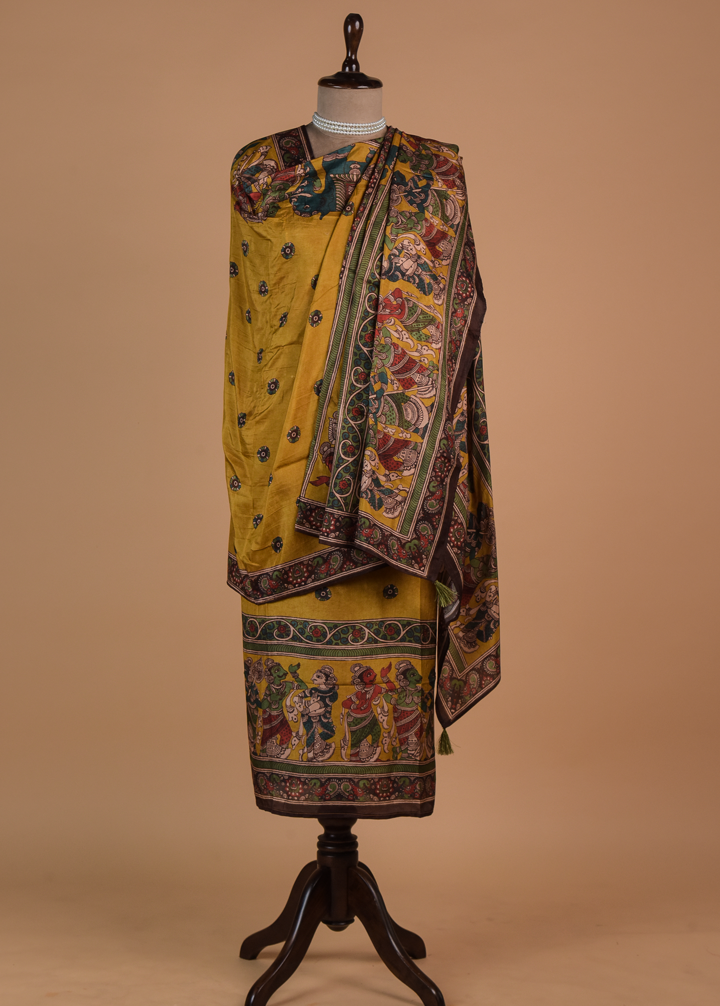 Yellow Crepe Dress Material