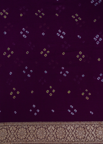 Wine Georgette Bandhani Saree