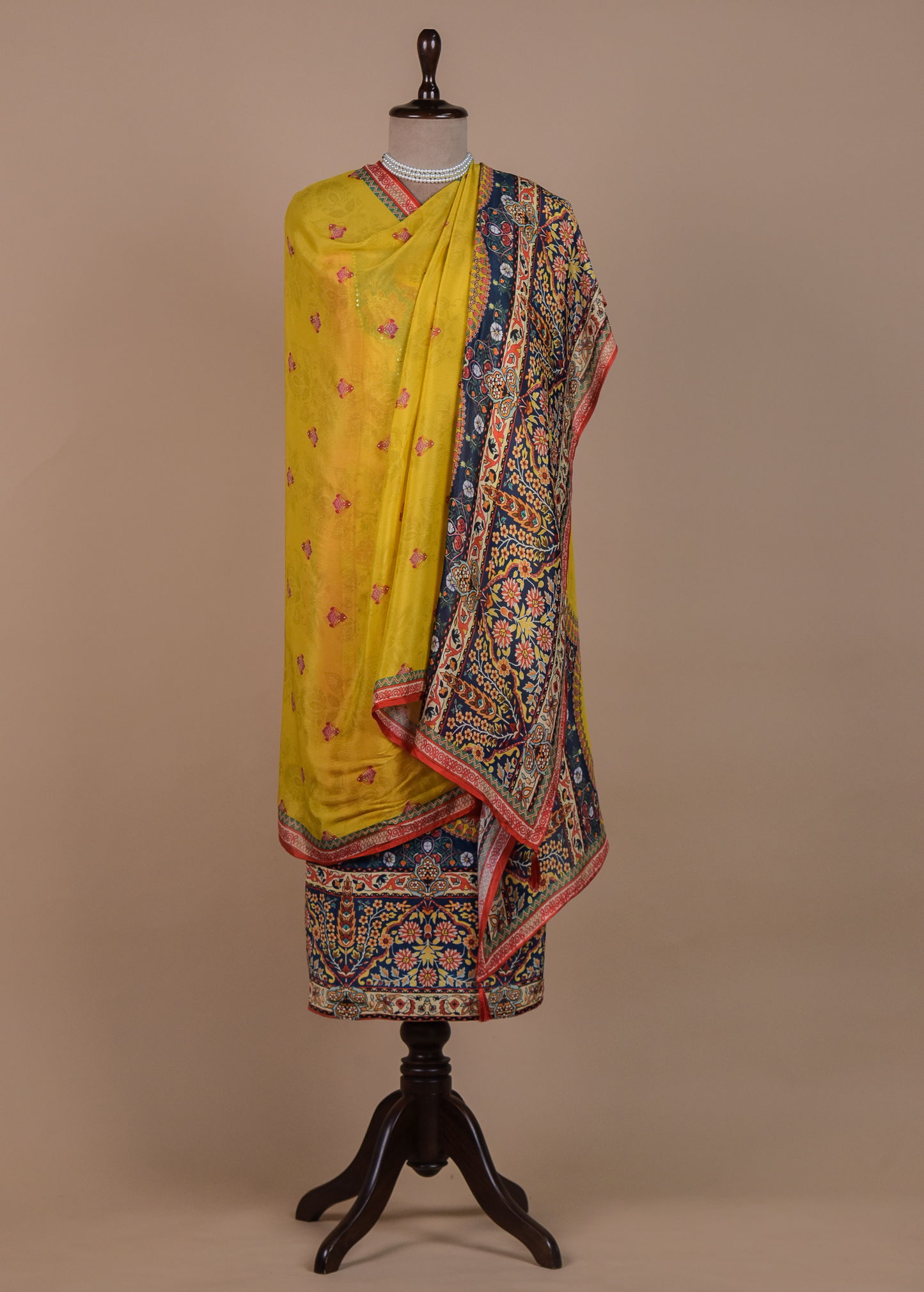 Multicoloured Crepe Dress Material