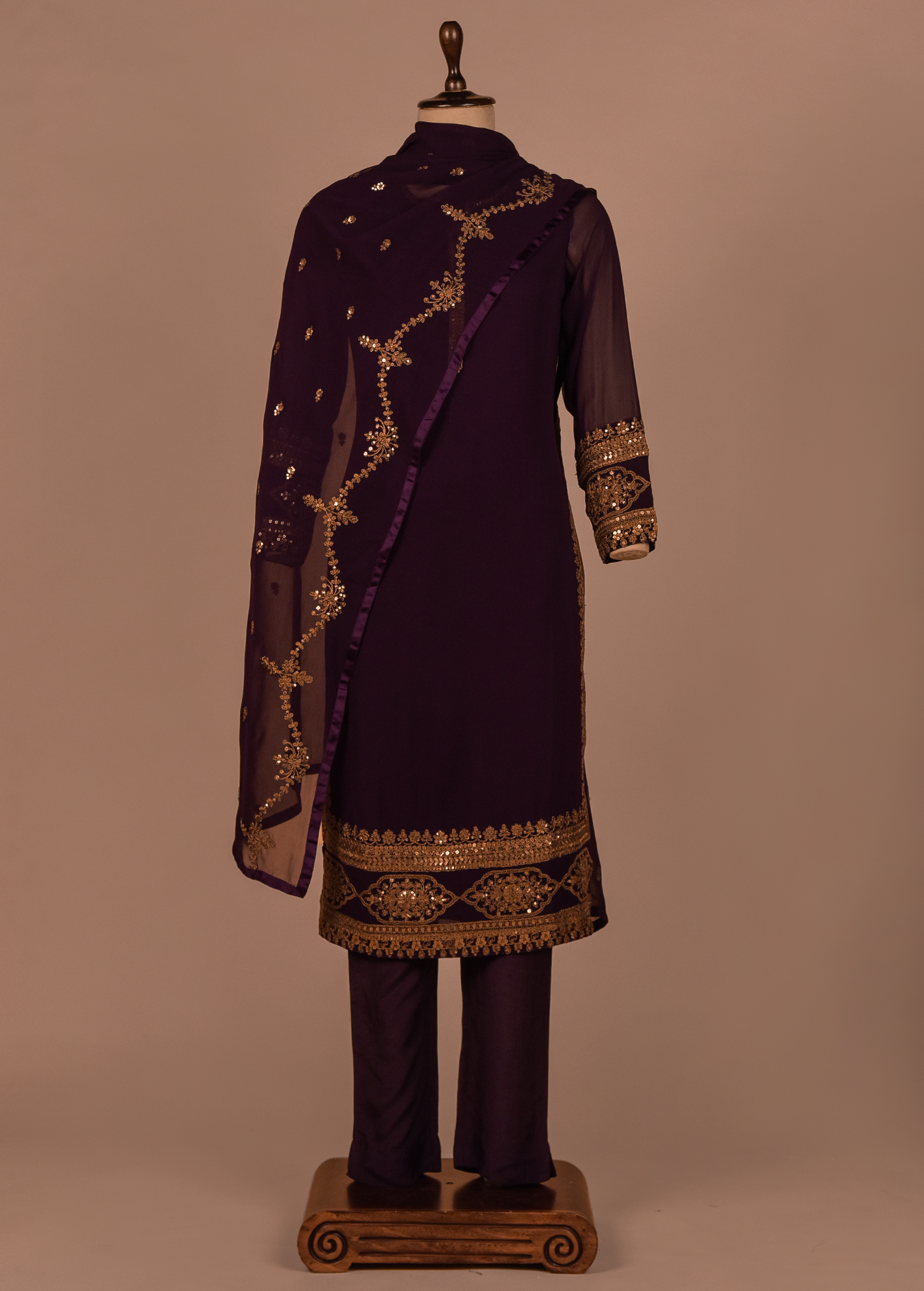 Purple Georgette Straight Set