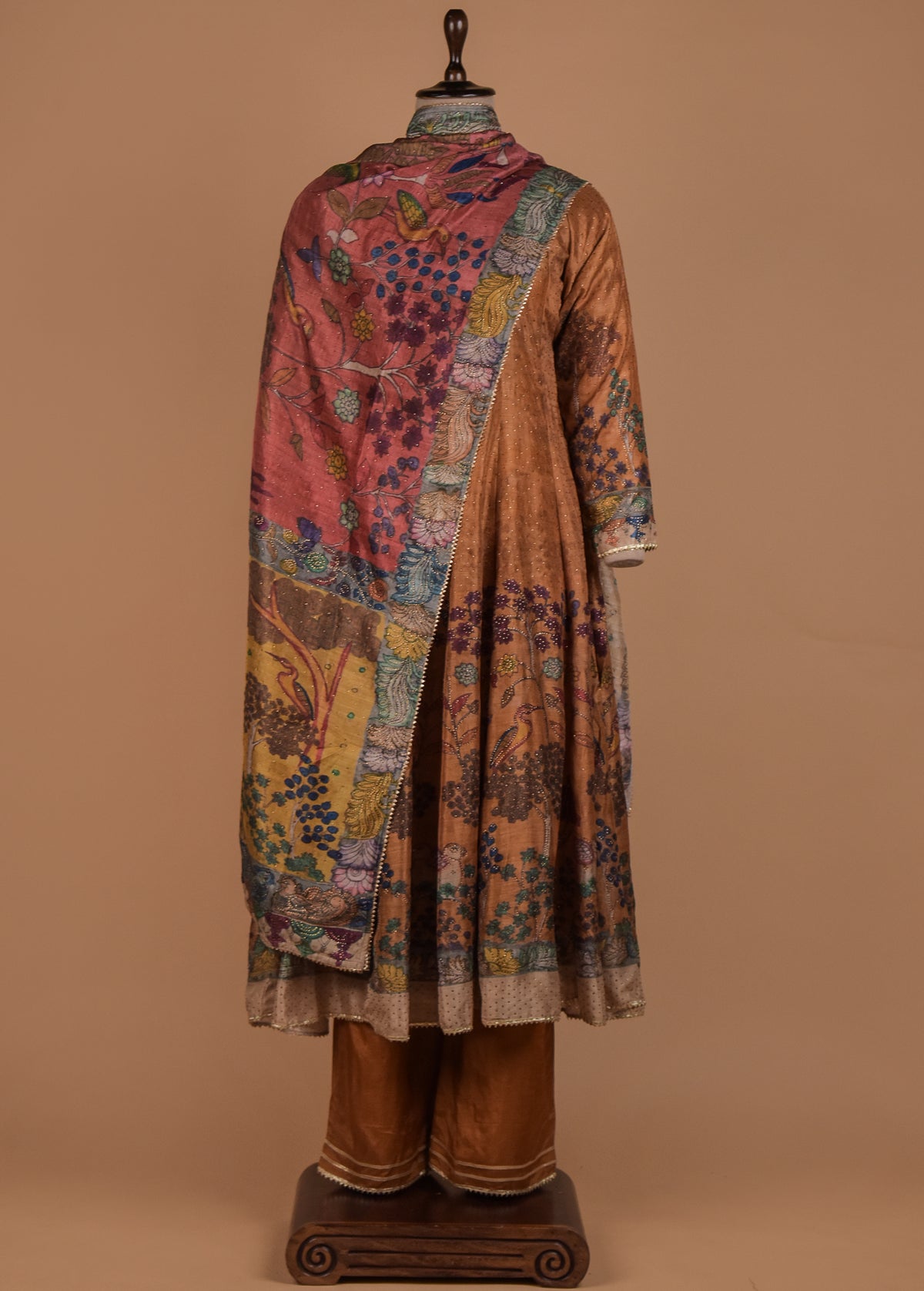 Yellow Tussar Anarkali Set